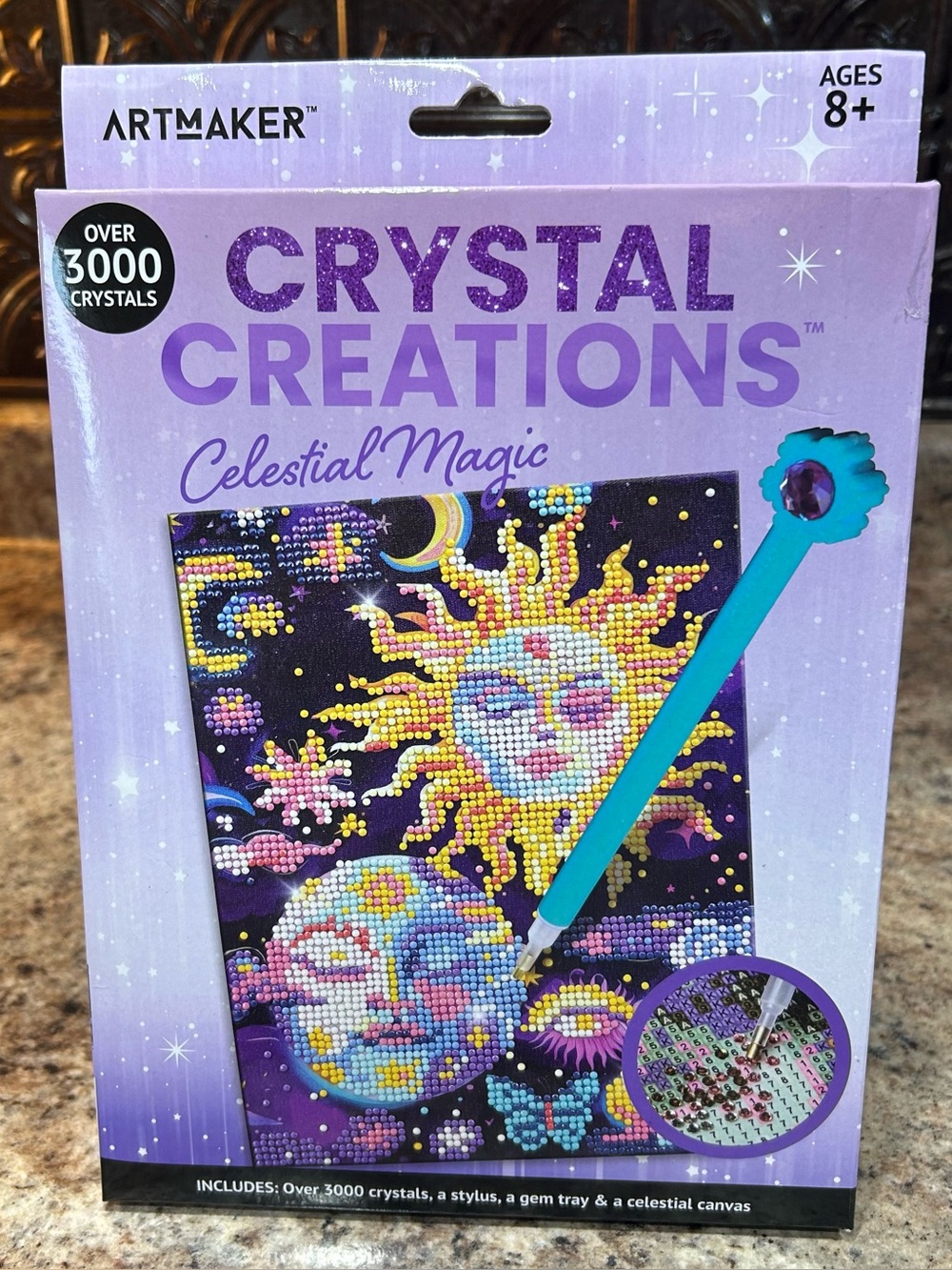 Celestial Magic Crystal Art Kit Sun & Moon Diamond Painting Craft Over 3000 Gems